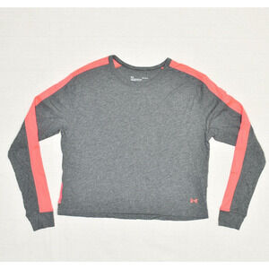 Under Armour Women T Shirt Crew Neck Long Sleeve Polyester Gray Size L